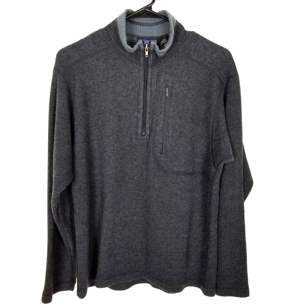 Patagonia Men Oberland 1/4 Zip Pullover Sz S Gray‎ Wool Blend Sweater Outdoor